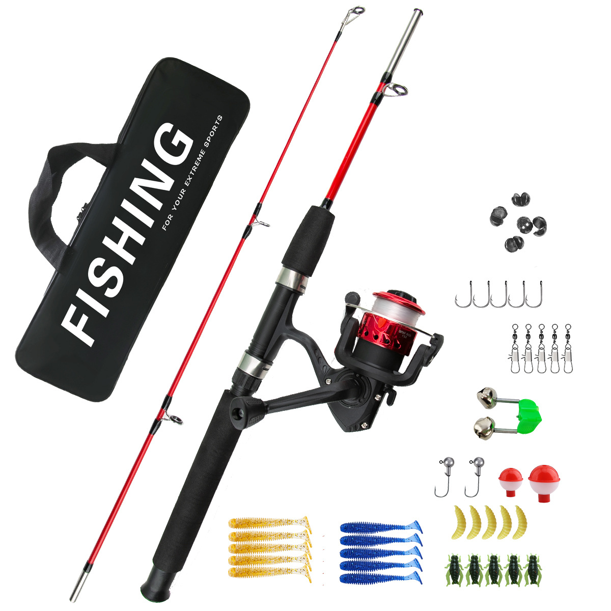 Fishing Rod Casting - 초보자용 2단 아이스 낚싯대 콤보, 장거리
