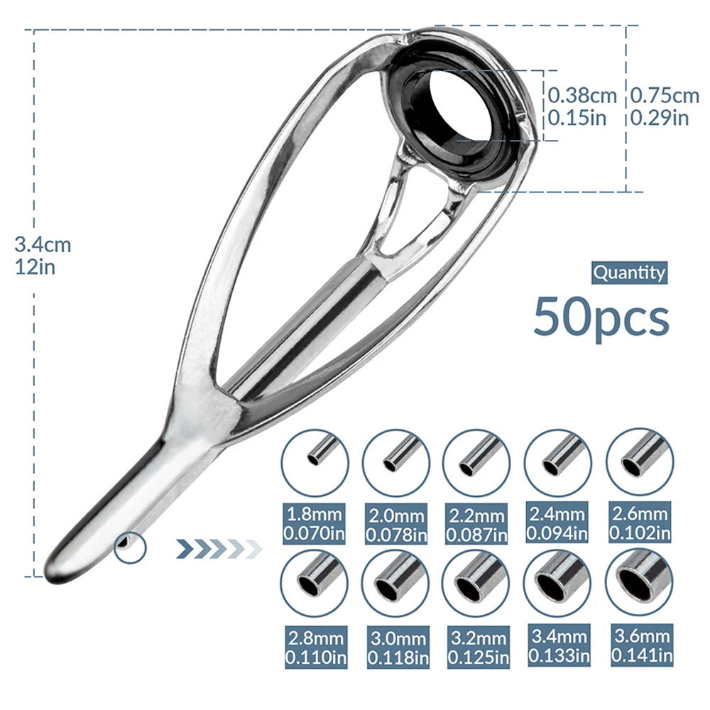 Fishing Rod Guide Replacement - THKFISH 50개 낚싯대 가이드 팁 상단