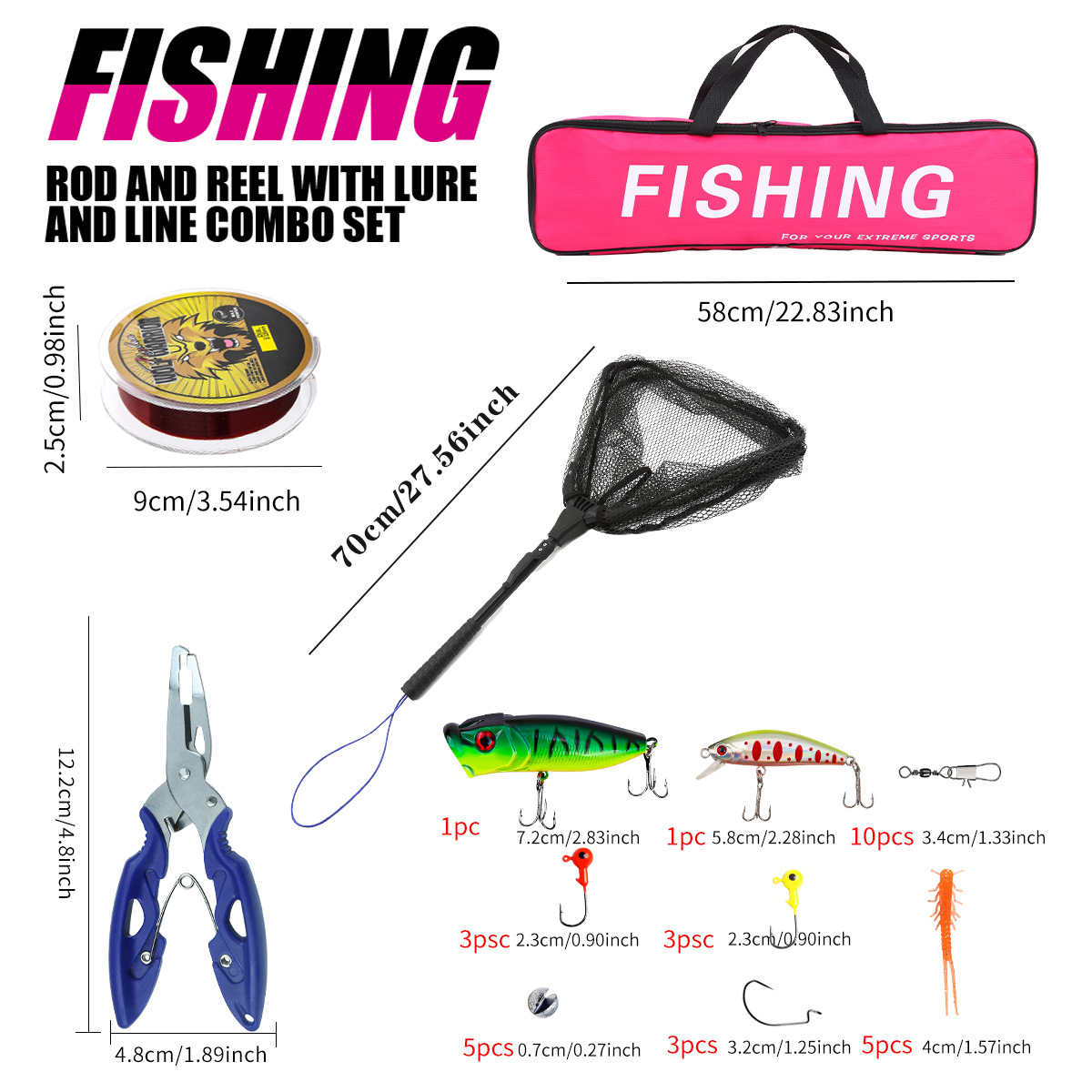 낚싯대 세트 풀 키트, 텔레스코픽 낚싯대와 스피닝 릴, - Fishing Rod Casting 리뷰 및 가격