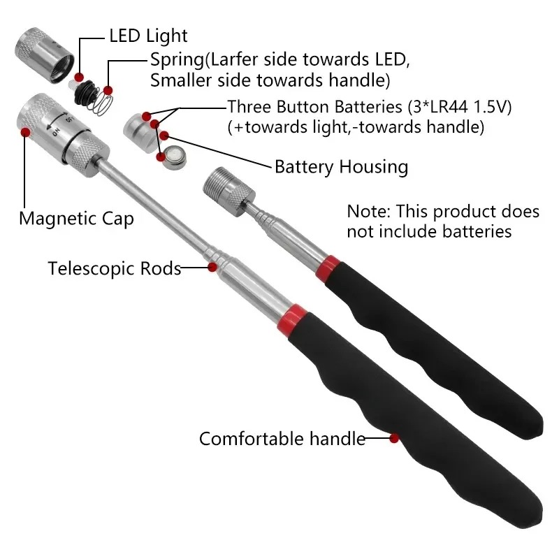 LED 라이트가 있는 텔레스코픽 자석 펜 확장 가능한  - Fishing Rod Telescopic 리뷰 및 가격